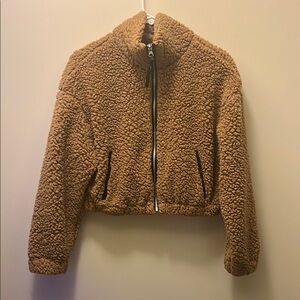 Brown Wallflower faux fur cropped jacket size small.